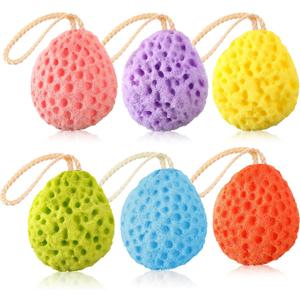 FoldTier 6 Pcs Bath Sponge Deep Cleansing Body Loofah Gentle and Deep Exfoliating Body Scrubber Bath Accessories Men Women Baby Sponge for Bathing Shower (Bright Color)