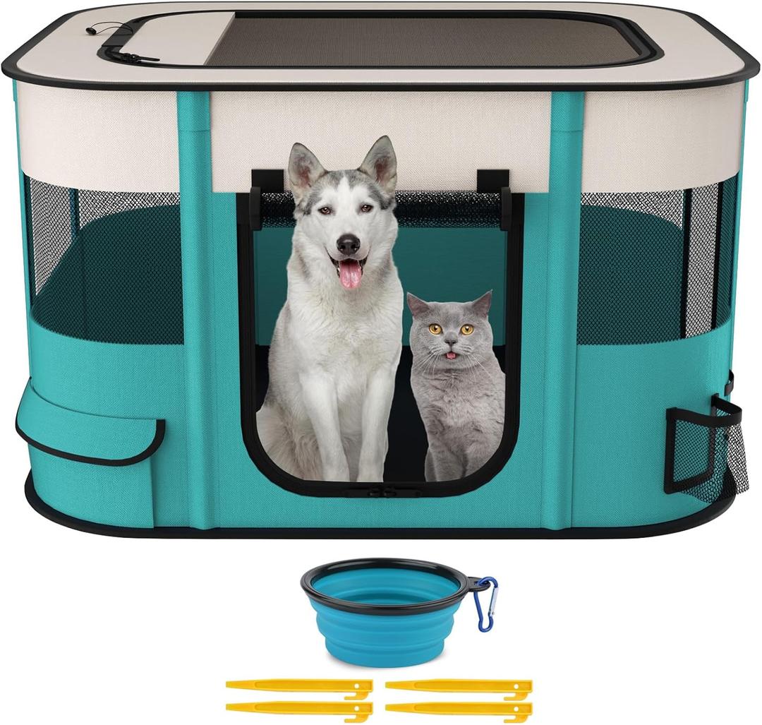 NOCOEX Foldable Playpen for Dogs & Cats, Portable Dog Crates Pet Kennel Tent Fence, Puppy playpen Indoor, Outdoor Travel Use Camping with Carrying Case for Small Medium Dogs,Cats,Animals,Rabbits (Medium(81.5*59*54.5CM))
