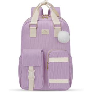 MATEIN Laptop Backpack,15.6 Inch College Backpacks School Computer Bookbag | Kawaii College Corduroy Laptop Messenger Bag, TSA Lightweight Travel Daypack, Gifts for Teens Girls Kids Students, Purple