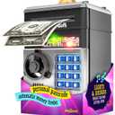 Piggy Bank for Kids Electronic Money Saving Box w/Code ATM Safe Toy Coin Bank Easter Boys Toys for Age 3, 4, 5, 6, 7, 8, 9 Birthday Gifts for 8, 9, 10, 11, 12 Year Old Boy and Girl (Black & Silver) 