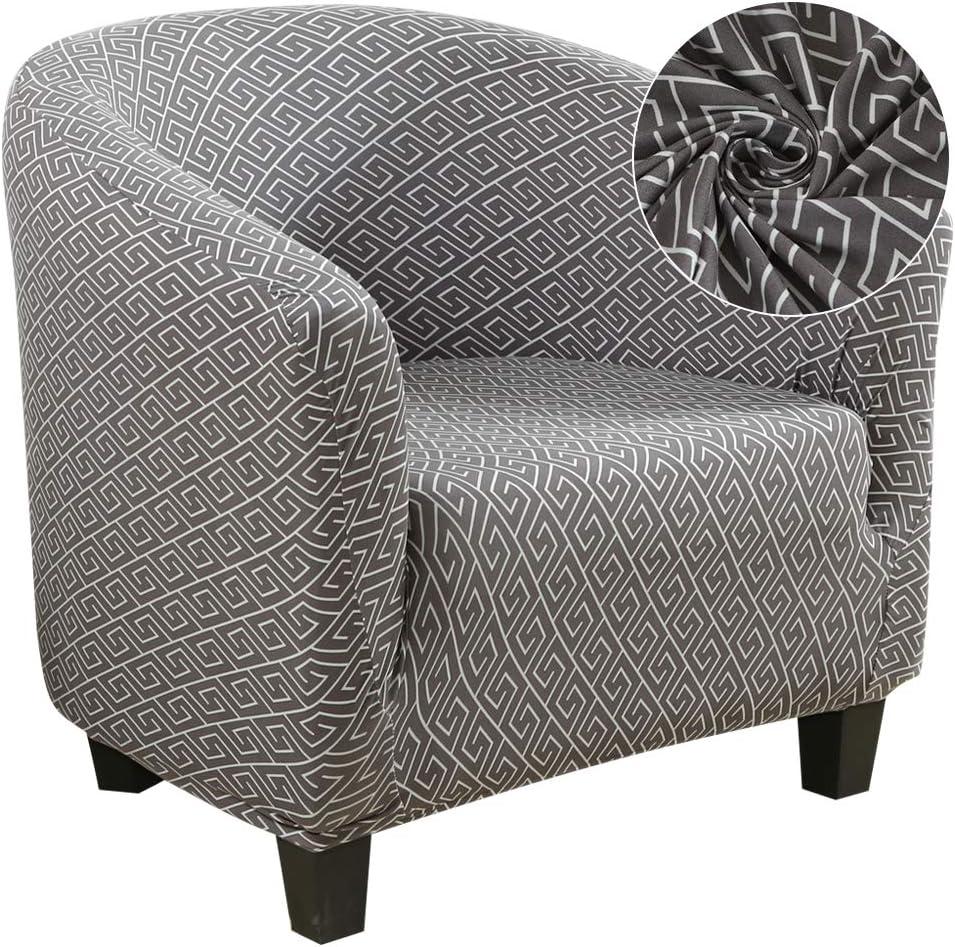 SearchI Club Chair Slipcover Stretch Barrel Chair Covers Printed Tub Chair Slipcovers Soft Spandex Armchair Sofa Cover Removable Couch Furniture Protector Arm Chair Cover for Living Room (Gray3).39"D x 0.39"W x 0.39"H