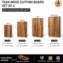4 Pack Teak Wood Cutting Board Set for Kitchen Heavy Duty Non Toxic Non Slip Solid Thick Wood Haus Chopping Board Extra Large Big Small Meat Best Essential House Warming Hostess Host Gift (Multi-Size Set | 4 Pack with Holder)