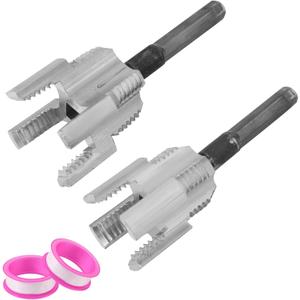 2pcs Integrated Internal & External Pipe Threading Tool, Alloy Steel 1/2 and 3/4 PVC Pipe Thread Cutting Tool Set with 2 Roll Thread Seal Tapes for Electric Drill