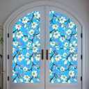 4 x Privacy Window Film,Floral Design Static Cling for UV Blocking & Heat Insulation, No-Glue Reusable for Home, Office, Bathroom & Glass Decor(23.6"78.7").