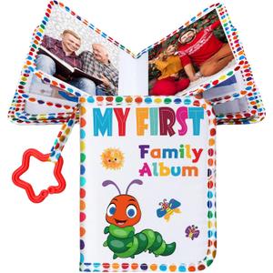 Fullhawl My First Family Album Holds 17 4x6 Pictures Photo Album Soft Cloth Book for Family Memory Gift(Classic)