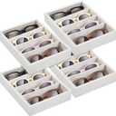 Amylove 4 Pcs Beige Sunglass Organizer Trays 4 Grids Velvet Glasses Holder Jewelry Display Organizer Eyeglasses Storage Box Drawer