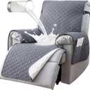 100% Waterproof Recliner Covers for Recliner Chair, Non-slip Small Recliner Chair Cover with 5 Pockets, Elastic Straps, Washable Electric Reclining Chair Protector for Kids, Pets, Dogs, Light Gray (23in)