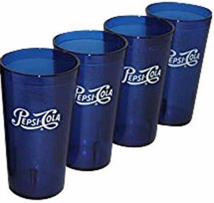 Classic Script Logo Royal Blue Plastic Tumblers Set of 4, 16oz, Small
