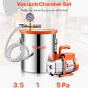 VEVOR 5 Gallon Vacuum Chamber and 3.5 CFM Pump Kit, Stainless Steel Chamber, Single Stage Vacuum Pump Degassing Chamber Kit, with Acrylic Lid, Oil, 4.92 ft Hose, for Degassing Resin Silicone Epoxies
