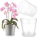 Baderke 3 Pack Clear Nursery Pot Plastic Nursery Pot Large Plant with Drainage Holes for Root Health Indoor Outdoor(9.65 Inches)