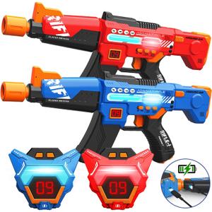 Rechargeable Laser Tag Guns Toys Set of 2 with Upgraded LED Digital Multi-Functional Vests Birthday Gifts for Kids Boys Girls 8 9 10 11 12+ Years Old Teens Adults Christmas Indoor&Outdoor Activities (Blue/Red)