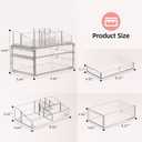 Delamu 3-Tier Clear Makeup Organizer with Drawer, Acrylic Cosmetic Display Case for Makeup Vanity Bathroom Counter Organizers and Storage, Stackable Vanity Organizer for Brushes Lipsticks Skincare