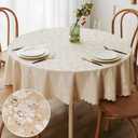 Smiry Round Table Cloth, Waterproof Heavy Duty Vinyl Tablecloths, Wipeable Washable Table Cover for Kitchen and Dining Room (Beige, 60" Round)