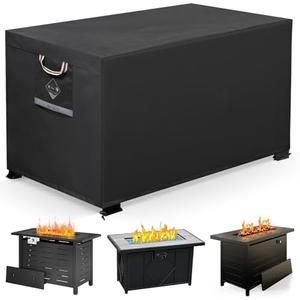 QH.HOME Fire Pit Cover Rectangular Super Waterproof 44" L x 28" W x 24" H, UPF 50+ Outdoor Fire Pit Table Cover 600D Strong Tear Resistant and Fading Resistant for Rectangular Fire Pit - Black