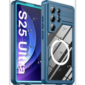 Ezanmull for Samsung Galaxy S25 Ultra Waterproof Case, with Built-in Screen Protector [Fit for Magsafe] Dustproof Shockproof Full Body Underwater Phone Case for Samsung Galaxy S25 Ultra 5G 6.8"- Blue