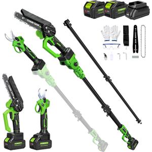 4-in-1 Electric Pole Saw&Pruning Shear Combo, 6" Pole Saw for Tree Trimming