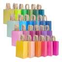 36 Pcs Small Gift Paper Bag with Handles Bulk - 8.3"x6"x3. 15" Rainbow Party Bags - Mulit Color