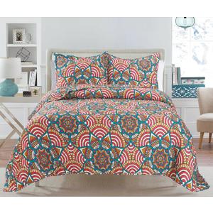 3 Piece Quilt Set Bedspread Set King Reversible IRIS Love BRIA Quilt Collection