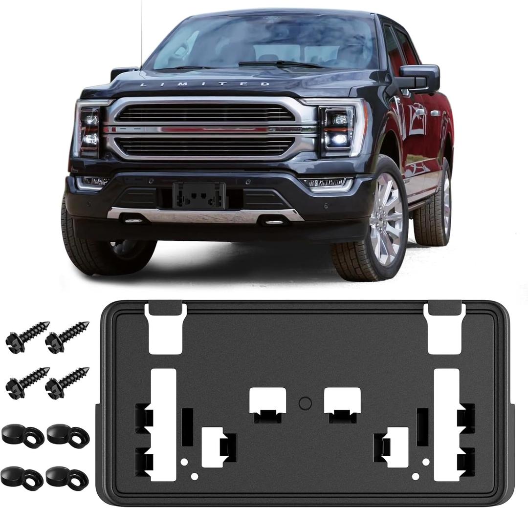 License Plate Frame for 2021 2022 2023 Ford F150 Accessories- Front Bumper License Plate Bracket Holder 2.7L 3.0L 3.5L V6 ML3Z-17A385-BB FO1068187
