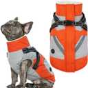 IECOii Dog Winter Coat Waterproof - Orange, Medium - Dog Coat with Harness Built in for Medium Dogs, Thermal Warm Fleece Lined with Zip Up Cold Weather Jacket,Reflective Snowsuit for Outdoor Hiking (Medium(Chest:20.9 in))
