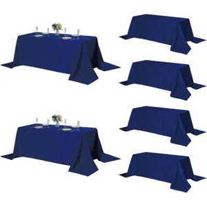 Fokitut 6 Pack Rectangle Tablecloth, 90x132 Inch, Stain Resistant and Wrinkle Polyester Table Cloth, Fabric Table Cover for Kitchen Dining, Wedding, Party, Holiday Dinner-Royal Blue