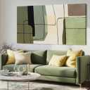 Framed Green Abstract Wall Art and White Modern Wall Decor, Modern Canvas Prints for Living Room, Bedroom, or Office, 24" x 48"