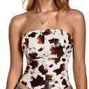 Verdusa Women's Leather Top Backless Tube Top Strapless Crop Corset Tops Going Out Outfits (M)