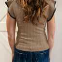 Saodimallsu Womens Summer Sleeveless Sweaters Vest Slimming Crewneck Cable Knit Ruffle Sweater Tank Tops Casual Work Tops (Small, Brown)