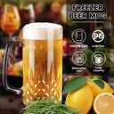 Beer Mugs For Freezer, 20 oz Large Heavy Glass Mugs with Handles Set of 4, Clear Large Beer Steins for Tea, Coffee, Lead-Free Glasses Oktoberfest Style, Best Gifts for Dad Husband or Friend