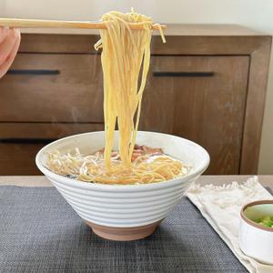 MORA Ceramic Ramen Bowl, 45oz - Great for Pho, Miso Udon Soup, Instant Noodles, Serving, Thai or Asian Food - Microwave Safe Large Japanese Noodle Bowls, Modern Kitchen - Vanilla White