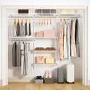 Wire Closet Organizer System, Wall Mounted 6.5 Ft. Custom Closet Kit for Bedrooms Laundry Mudroom Garage Basement, Adjustable Storage Shelves for Clothes Shoes Handbags