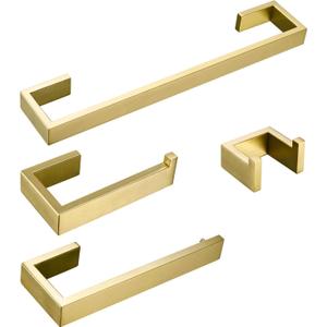 BAGNOLUX Brushed Gold Towel Bar, Bath Towel Holder 304 Stainless Steel, Towel Racks for Bathroom, Square Bathroom Accessories Set Towel Bar Set Heavy Duty, Brushed Light Yellow Gold