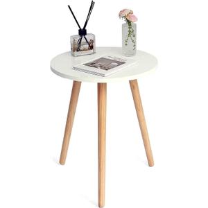 AWASEN Round Side/ End Table, Accent Nightstand Modern for Living Room Bedroom Office Small Spaces, 16''D x 19.5''H (White)