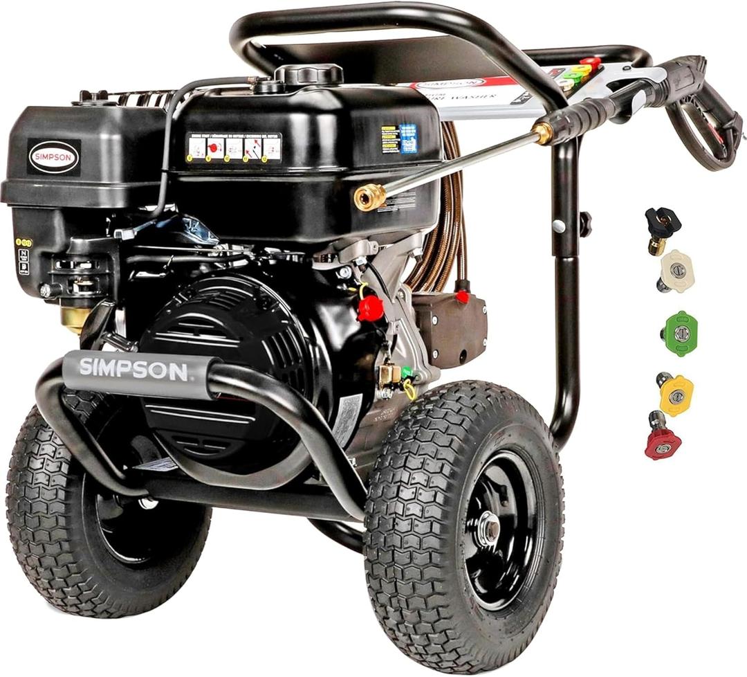 Simpson 4400 PSI Gas Pressure Washer, 4.0 GPM Commercial Power Washer, Cold Water, 50' Hose, PowerShot, 49-State Compliant (PS60843) - Black