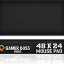Gamer Boss - Gaming Mouse Pad - 48 x 24 Inches - 4mm Thick with Stitched Edges, Non-Slip Rubber Base, Premium Cloth Mousepad, Desk Mat for Laptop, Keyboard, Computer & PC (Mega, Black)