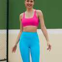 Sports Bras for Women, Medium-High Support Strappy Padded Running Sports Bras with Removable Cups (Pink, L)