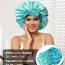 Satin Bonnets Silk Bonnet Sleeping Women Hair Bonnet Curly Hair Sleep Cap Reversible Double Layer Bonnets with Tie Band (7-7 3/8)