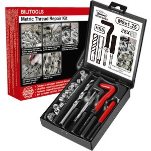 BILITOOLS M9x1.25 Helicoil Thread Repair Kit Metric, HSS Drill Heli Coil Repair Kit