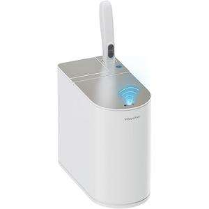 Motion Sensor Bathroom Trash Can and Disposable Toilet Brush Holder Set, 1.8 Gallon Slim Touchless Small Garbage Pail, Toilet Smart Waste Basket with Lid and Odor Filter, Cream White