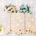 Bigsee 10 Pcs 29.5 inches Crystal Flower Stand Wedding Centerpieces for Tables, Tabletop Gold Metal Flower Arrangement Holder, Bulk Metal Vases for Reception Ceremony Decoration