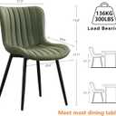 YOUNUOKE Mid-Century Modern Dining Chairs Set of 2, Olive Green Faux Leather Upholstered Accent Chairs with Black Metal Legs, Armless Side Chair for Dining Room, Guest Reception Room
