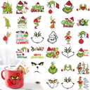 Christmas Face Decal Stickers for Crafts Small Vinyl Faces Eyes Pitcher Rub on Transfers UV Decals for Ornaments Glass Drinking Cups Wood Bowl Decorations Balls Party Supplies (hand30)