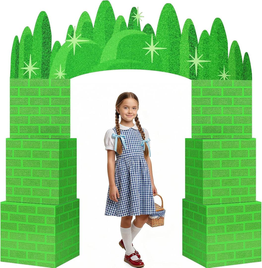 Engrowtic 7 Pcs Emerald Cardboard Castle Arch Wizard Party Decorations 47 x 55 Inch Wizard Playhouse Boxes Castle House Backdrop for Fairy Witch Photo Prop Supplies Birthday Gift