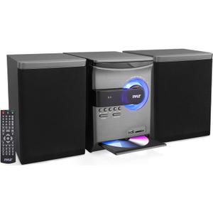 Pyle Home Stereo Shelf System - Powerful Wireless BT Streaming with CD Player, FM Radio, USB & SD Card Playback, 2-Way Music Crisp-Sound, Remote Control, Dual Stereo Speakers (Black), PHSKR24