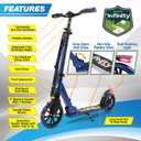 Folding Kick Scooter for Adults and Kids – Boys and Girls Freestyle Scooter with Big Wheels, 1-Kick Open Mechanism, Anti-Slip Rubber Deck and LED Light – Folding Grips Handlebar Adjusts to 3 Heights