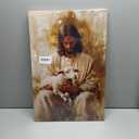 Jesus and Lamb Canvas Wall Art Abstract Christian Poster Prints Bible Stories Picture Artwork Wall Decor for Bedroom Living Room Prayer Room Church 24x16in Framed