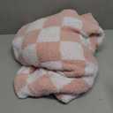 Bedsure GentleSoft Pink Checkered Throw Blanket for Couch - Soft Cozy Fluffy Blanket, Lightweight Warm Knit All Season Plaid Blankets for Bed Sofa, Birthday, for Women, 50x60 Inches