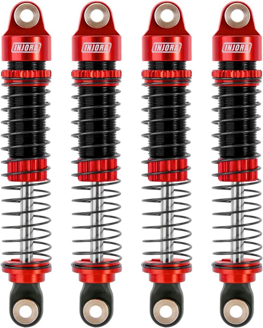 INJORA 59MM Shocks Long Threaded Shock Absorber Oil Damper for TRX4M TRX4MT 1/18 RC Crawler Upgrade (Red)