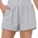THE GYM PEOPLE Women's Sweat Shorts High Waist Zipper Pockets Lounge Shorts | Soft comfy, High waisted, Elastic waistband, Tummy control, 2 zipper pockets, For running, lounging and daily wear (XL)
