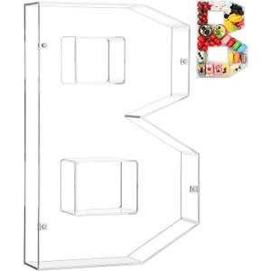 2 x 14.2" Acrylic Letter Charcuterie Box, Reusable Fillable Alphabet Number Shaped Form Tray for Birthday Anniversaries, Party Decorative Serving Plates Display Candy Cake (Letter B)